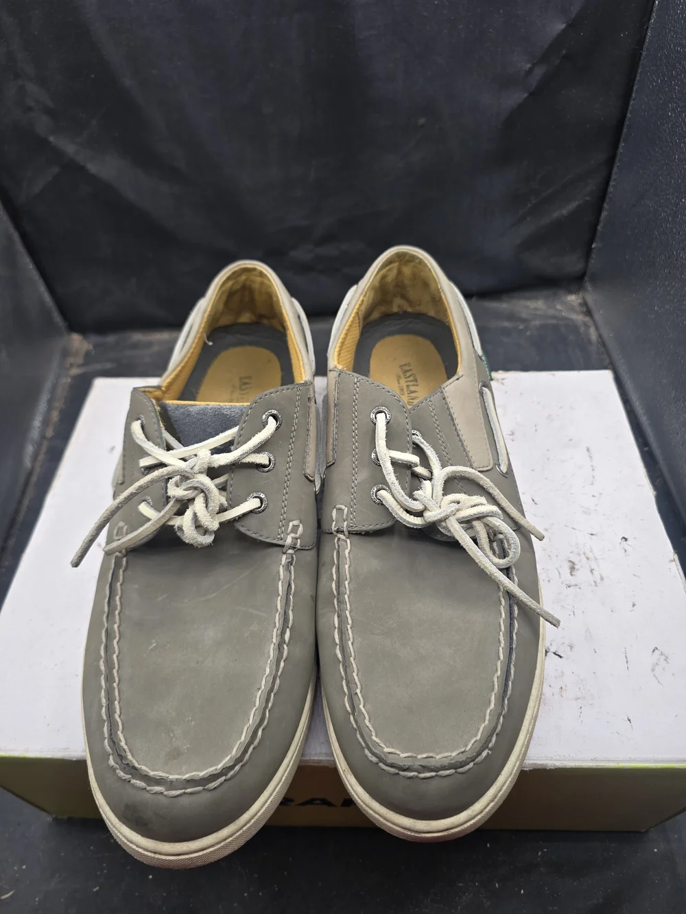 Eastland Gray Men’s Boat Shoes with White Laces